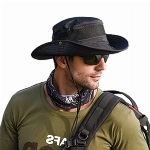 Lanly Sonnenhut Unisex Herren Damen Safari Hut UV Schutz Faltbar Wanderhut Gartenhut Sommerhut Outdoor Fischerhut Buschhut (Schwarz)