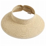 Lanzom Frauen verstaubarer Hut Sonnenblende Hüte breite Krempe Strohhut Roll Up Pferdeschwanz Sommer Strand Hut UPF 50 - Beige - Einheitsgröße