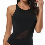 Laorchid Damen Badeanzug Cut Out sexy Bademode Swimsuit Push up figurformend Einteiler Schwimmanzug Damen Schlankheits Sommer Schwarz, 8, L