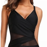 Laorchid Damen Badeanzug Cut Out sexy Bademode Swimsuit Push up figurformend Einteiler Schwimmanzug Damen Schlankheits Sommer Schwarz mit Taille Mesh 3XL