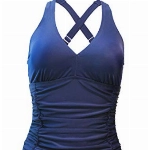 Laorchid Damen Badeanzug v Ausschnitt Einteilige Push up bademode Swimsuit Frauen high Waist Badeanzug Damen bauchweg Blau XXXL