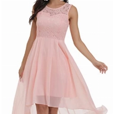 Laorchid Damen Festliche Kleid Abendkleid ärmellos Damen Elegant cocktailkleid Sommerkleid Spitzenkleid chiffonkleid brautjungfernkleider Knielang a Linie Hochzeit Rosa S
