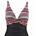 Laorchid einteiliger Badeanzug bademode v Ausschnitt Damen Badeanzug bauchweg Push up Bademode Swimsuit high Waist Schwimmanzug Böhmen Streifen XXL