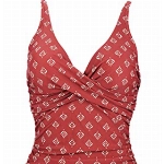 Laorchid einteiliger Badeanzug bademode v Ausschnitt Damen Badeanzug bauchweg Push up Bademode Swimsuit high Waist Schwimmanzug Rot Geblument XL