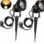 ledmo 2 Stücke Gartenleuchten mit Erdspieß,Gartenstrahler außen Warmweiß 3000K 900LM,LED Gartenlampen 9W,Gartenbeleuchtung IP65 wasserdicht