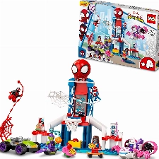 LEGO 10784 Marvel Spidey und Seine Super-Freunde Spider-Mans Hauptquartier, Spielzeug zum Bauen mit 2in1 Spielzeugauto und Flugzeug sowie 5 Minifiguren, darunter Miles Morales, Geschenk für Kinder
