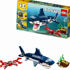 LEGO 31088 Creator Bewohner der Tiefsee, Spielzeug mit Meerestieren Figuren: Hai, Krabbe, Tintenfisch und Seeteufel, Set für Kinder ab 7 Jahre