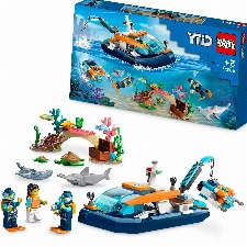 LEGO 60377 City Meeresforscher-Boot Spielzeug, Set enthält EIN Korallenriff, EIN U-Boot, 3 Minifiguren und Mantarochen, Haie, Krabben und 2 Schildkröten, Meerestiere Figuren für Kinder ab 5 Jahren