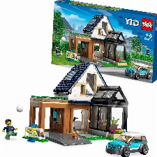 LEGO 60398 City Familienhaus mit Elektroauto, Puppenhaus Set mit Spielzeugauto und Zubehör, Bauen mit Modulen, modulares BAU-Spielzeug für Kinder ab 6 Jahren