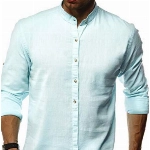 Leif Nelson Herren Leinenhemd Hemd Leinen Kurzarm T-Shirt Oversize Stehkragen Männer Freizeithemd Sommerhemd Regular Fit Jungen Basic Shirt Kurzarmshirt Freizeit Sweater LN3860 Mint X-Large