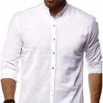 Leif Nelson Herren Leinenhemd Hemd Leinen Kurzarm T-Shirt Oversize Stehkragen Männer Freizeithemd Sommerhemd Regular Fit Jungen Basic Shirt Kurzarmshirt Freizeit Sweater LN3860 Weiss Medium