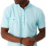 Leif Nelson Herren Leinenhemd Kurzarm Sommer Leinen Hemd T-Shirt Männer Freizeithemd Kurzarmhemd Jungen Basic Shirt Freizeit Sweater Sommerhemd LN3867 Mint Größe L