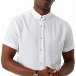 Leif Nelson Herren Leinenhemd Kurzarm Sommer Leinen Hemd T-Shirt Männer Freizeithemd Kurzarmhemd Jungen Basic Shirt Freizeit Sweater Sommerhemd LN3877 Weiss Größe L