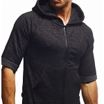 Leif Nelson Herren Sweatjacke mit Kapuze Slim Fit Baumwolle-Anteil Modernes Hoodie-Cardigan Langarm Männer Schwarze Freizeit-Kapuzen-Jacke für Winter Sommer LN6374 Schwarz Large