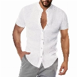 Leinenhemd Herren Hemd Sommer Kurzarm Sommerhemd Männer Regular Fit Freizeithemd Bequem Oberteile Modisches Sommerhemden Loose Fit Hemden Leichte Atmungsaktives Leinenshirt Leinen Businesshemd