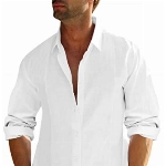 Leinenhemd Herren Langarm Sommerhemd Freizeithemd Business Shirts Leichte Hemden für Männer Regular Fit, Weiß, XL