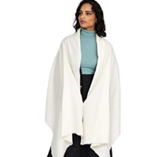 likemary Damen Schal Schultertuch aus 100% Merino Wolle - Poncho Stola XXL Tuch & Umschlagtuch - für Frauen - Kasa cremefarben