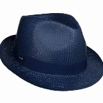 Lipodo Colour City Trilby Strohhut Damen/Herren - Strohtrilby aus 100% Papierstroh - Made in Italy - Sonnenhut in S-XL - Fedora Hut in Blau mit Ripsband - Sommer blau XL (60-61 cm)