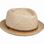 Lipodo Diamond Crown Strohhut Damen und Herren - Sonnenhut Made in Italy - Hut aus 100% Stroh - Pork Pie für Frühjahr/Sommer Natur M (56-57 cm)