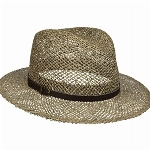 Lipodo Farmer Strohhut Herren - Sonnenhut aus 100% Stroh - Hut in S (54-55 cm) - Made in Italy - Sommerhut mit braunem Lederband - Strandhut in Naturfarben