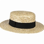 Lipodo Kreissäge Strohhut Beige Damen/Herren - Sonnenhut aus 100% Weizenstroh - Boater Made in Italy - Gondoliere-Hut für Frühjahr/Sommer - Hut mit Ripsband Natur 57 cm