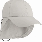 Lipodo Supplex Cap mit Nackenschutz Damen/Herren - Wasserabweisend - Aus Nylon - Mit UV-Schutz 40+ - Gummizug hinten - Abnehmbarer Nackenschutz - Sommercap Frühjahr/Sommer hellgrau XL (59-60 cm)