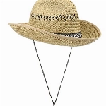 Lipodo Texas Strohhut Damen/Herren - Hut aus 100% Stroh - Sonnenhut hergestellt in Italien - Cowboyhut in S-XL - Westernhut mit Kinnband - Frühjahr/Sommer Natur M (56-57 cm)