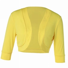 Loalirando Bolero für Damen, klassisch, 1/2-Ärmel, offene Weste, einfarbig, gelb, Medium