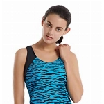 LULUWINGX Damen Tankini Badeanzug Racerback Badeanzug Athletic Bademode mit Boyshorts UV-Schutz UPF 50+ (Large Wave Black)