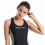 LULUWINGX Damen Tankini Badeanzug Seitenspleiß Racerback Zweiteilig Badebekleidung Athletic Bademode mit Boyshorts UV-Schutz UPF 50+(Small Black)