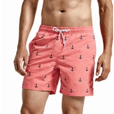 MaaMgic Badehose für Herren Jungen Badeshorts für Männer Schnelltrocknend Surfen Strandhose Surf Shorts mit Mash-Innenfutter MEHRWEG, Anker Pink, L