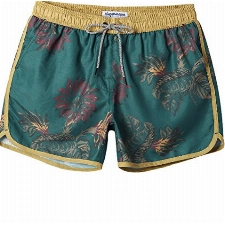 MaaMgic Herren Badeshorts Vintage Retro Boardshorts Schnelltrocknend mit Mesh-Futter und Verstellbarem Tunnelzug MEHRWEG Gelb Dunkelgrün L