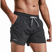MaaMgic Nylon Badehose für Herren Schnelltrocknend Badeshorts Kurz Beachshorts für Strand und Wassersport MEHRWEG, Kurz Schwarz, L