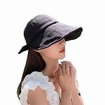 MAKFORT Sonnenhut Damen Sonnenschutz Strandhut Sommerhut Breite Krempe Sonnenmütze Frauen Faltbar Hut Outdoor Stoffhut, 55-60, Bowknot Schwarz