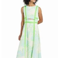 Making the Cut Staffel 3 Episode 7 Ärmelloses Asymetrisches Maxikleid Inspiriert von Yanniks Gewinner-Look, Blauer Druck , M