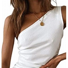 Maxwinee Kleider Damen Sexy One Shoulder Ruched Schulterfrei Sommerkleid Cocktailkleid Bodycon Minikleid Partykleid, Weiß, M