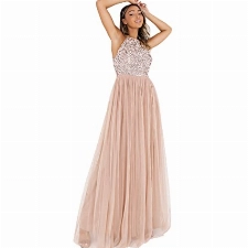 Maya Deluxe Damen Rl004 Mm Bridesmaid Dress, Taupe Blush, 40 EU