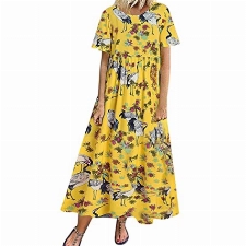 MICKURY Kleid Beerdigung abschluss Kleider cocktailkleider blau maxikleid Langarm Kleid blau rotes Sommerkleid bonprix Sommerkleider Tanzkleider Kleidung Damen dw Shop Kleider hängerchen(A6-Yellow,XL