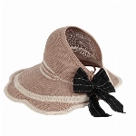 Milya Damen Sonnenhut Visor Cap Baumwolle Sommerkappe Faltbarer Breiter Krempe Schleife Klettverschluss Verstellbarer Sommerhut Golfen Strand Urlaub, Khaki