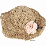 Milya Stroh Faltbarer Sonnenhut mit Breiter Krempe Blumen Strohhut Sommerhut Damenhut Sommer Hut - Ideal für Urlaub am Strand (Kaffee Braun)