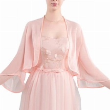 Minetom Damen Bolero Chiffon Jacke Festlich Kurz Cardigan Belerojacke Schal Für Hochzeit Cocktailkleid C Rosa Einheitsgröße