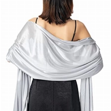 Minetom Elegant Braut Schal Stola Schal für Kleider Retro Umschlagtücher Bolero Schal Wraps für Abendkleid Party Hochzeit B Silber Einheitsgröße