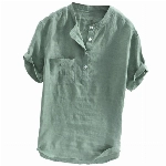 Modaworld Leinenhemd Herren Kurzarm Hemd Sommer Kurzarmhemd Shirt Regular fit Leinen Hemden Leichte Freizeithemd Loose Revers Sommerhemden Männer Einfarbig Shirts Tshirt Bluse