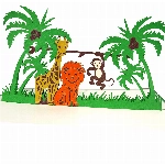 MOKIO® Pop-Up Karte für Kinder – bunte Tiere im Dschungel: Löwe, Giraffe & Affe – 3D Karte zum Geburtstag, Gutschein Klappkarte für den Zoo