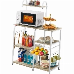 Mr IRONSTONE Küchen-Bäckerregal, Aufbewahrungsregal, 90,2 cm, Mikrowellenständer, 3-stöckiges + 4-stöckiges Regal für Gewürzregal, Organizer, Arbeitsplatz, Hellbeige