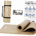 MSPORTS Gymnastikmatte Premium inkl. Tragegurt + Übungsposter + Workout App I Hautfreundliche Fitnessmatte 190 x 80 x 1,5 cm - Beige-Caramel - Phthalatfreie Yogamatte