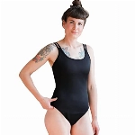 MYLILY® Badeanzug schwarz I Strandmode Damen während der Periode I Periode Schwimmen I zusätzlicher Schutz am Strand | Damen Badeanzug Größe 38 I Für leichte Tage I Zero Waste