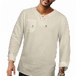 NANAMEEI Leinenhemd Herren Langarm Hemd Herren Regular Fit Strandhemd Herren Leichtes Freizeithemd Aus Leinen Beige 3XL