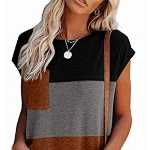 NANYUAYA Damen Kurzarm Tunika Tops Sommer Basic Lose Solid Color Shirts Casual Tee mit Tasche - - X-Groß