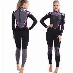 Neoprenanzug Damen Lang, 3mm Neopren Tauchanzug Rückenreißverschluss, Neoprenanzug Lange Ärmel Thermal zum Tauchen, Schnorcheln, Kajakfahren, Surfen, SUP - Blaue Blume S